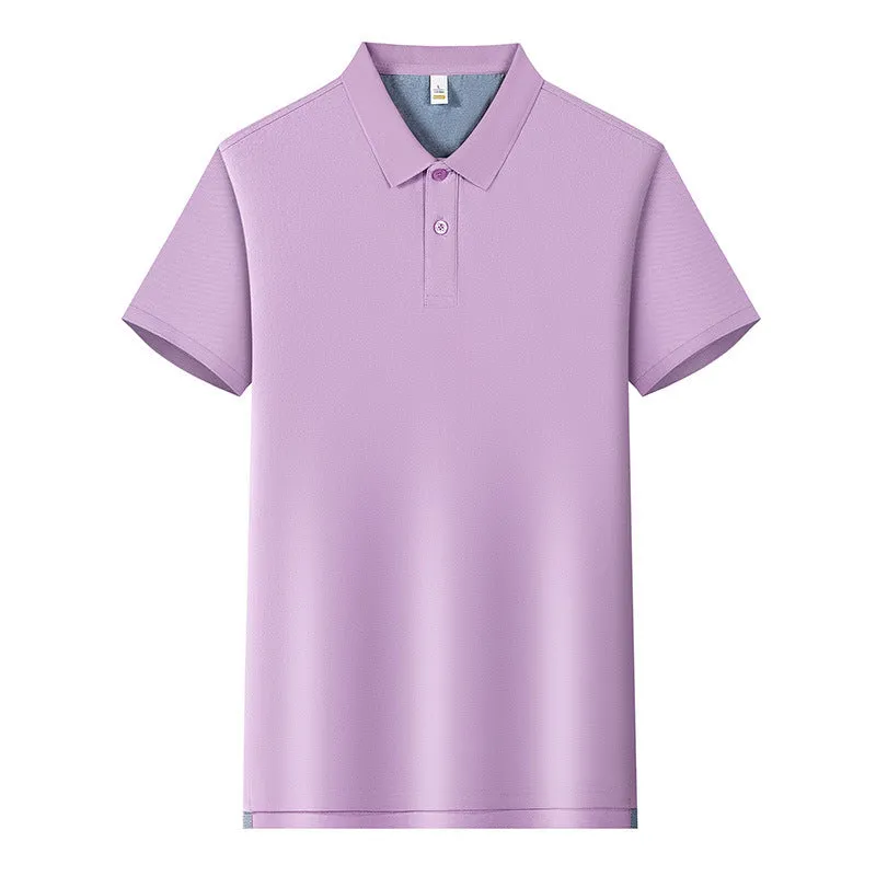 220g Back of Turtle split solid colour polo collar t-shirt in cotton blend fabric