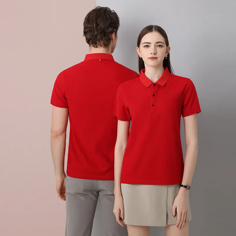 Men's cotton blend regular fit short-sleeved polo shirt in white, black, dark gray, dark blue, red, light blue