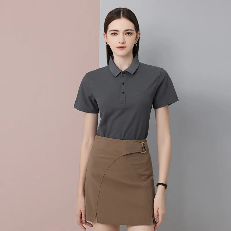 Men's cotton blend regular fit short-sleeved polo shirt in white, black, dark gray, dark blue, red, light blue