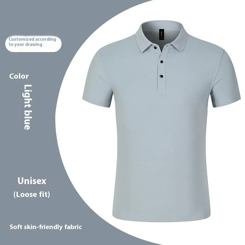 Men's cotton blend regular fit short-sleeved polo shirt in white, black, dark gray, dark blue, red, light blue