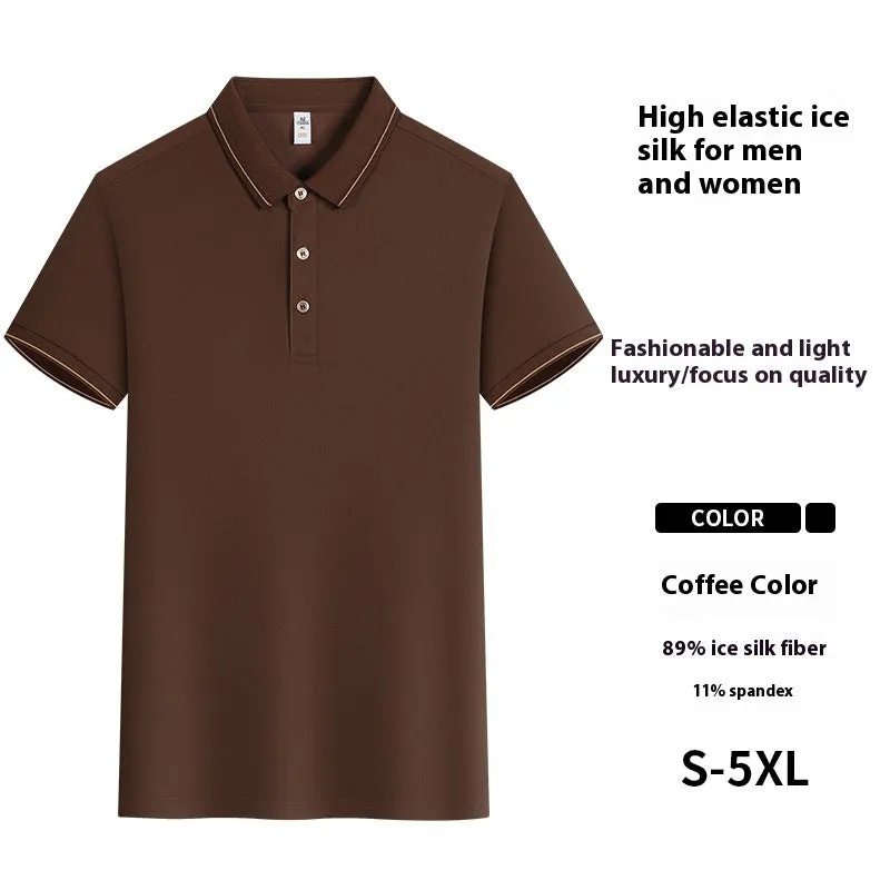 Short sleeve waiter work shirt in black polyester-acetate fabric with regular sleeves, front view on model.
