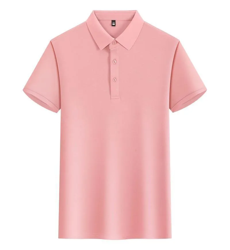 Unisex lapel polo shirt in light blue with short sleeves and slit sides, 100% polyester