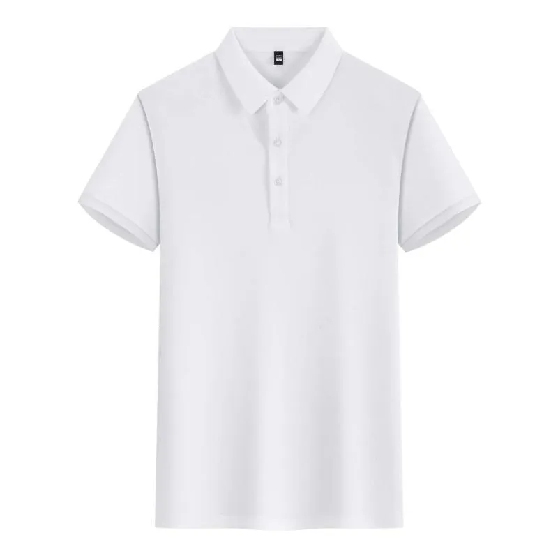 Unisex lapel polo shirt in light blue with short sleeves and slit sides, 100% polyester