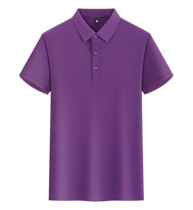 Unisex lapel polo shirt in light blue with short sleeves and slit sides, 100% polyester