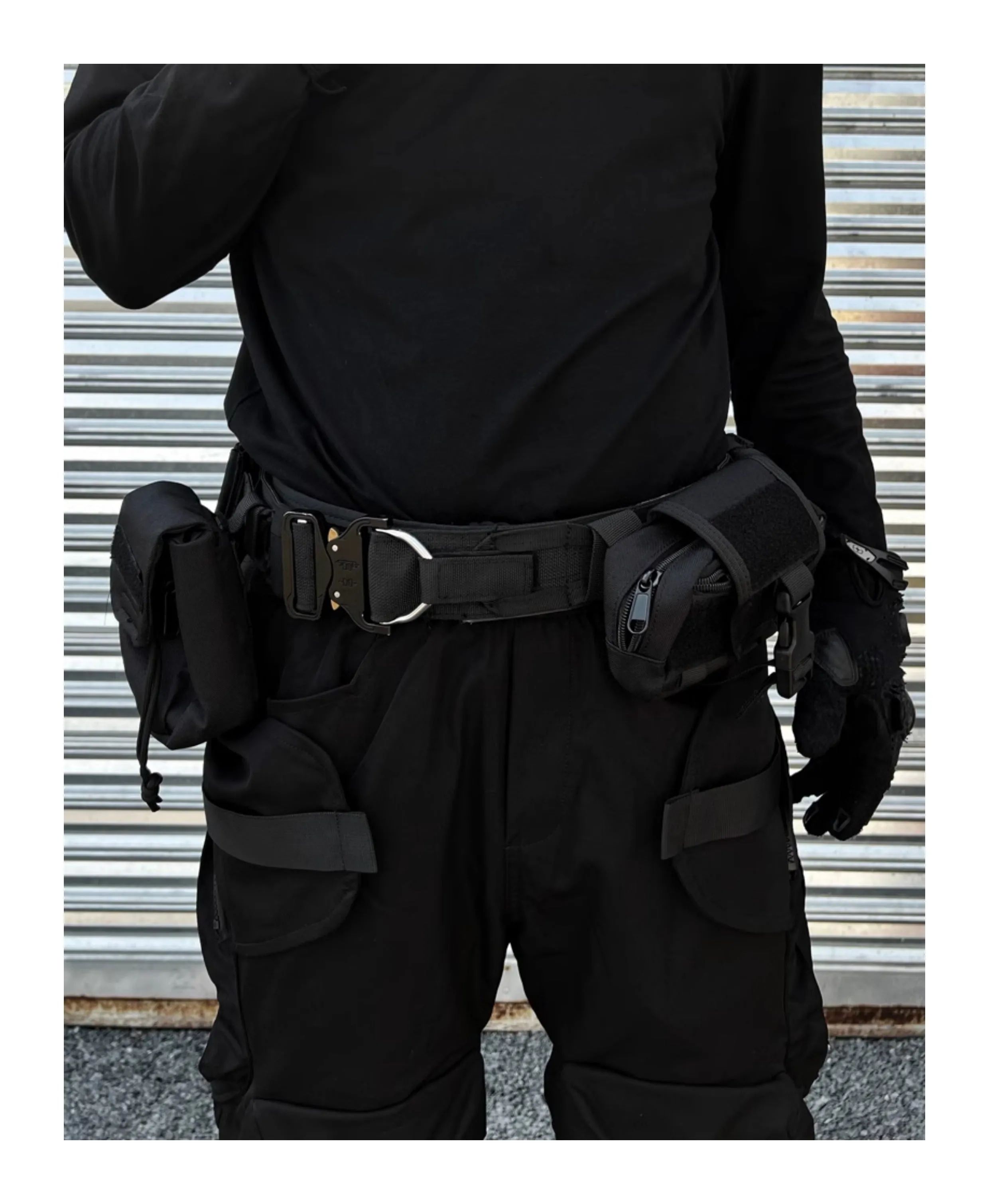 Black detachable multifunctional tactical belt with fabric and alloy buckle for men and women