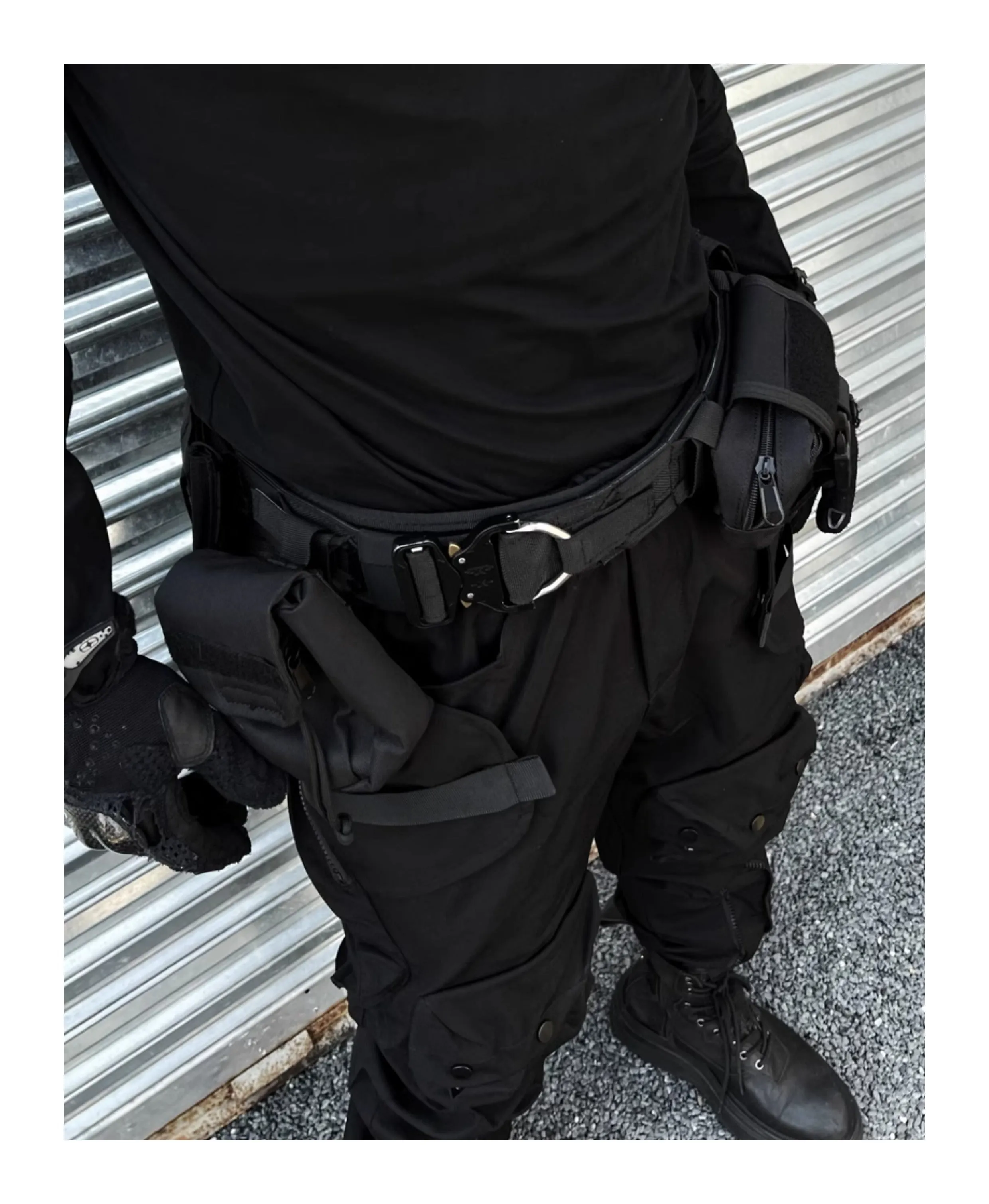 Black detachable multifunctional tactical belt with fabric and alloy buckle for men and women