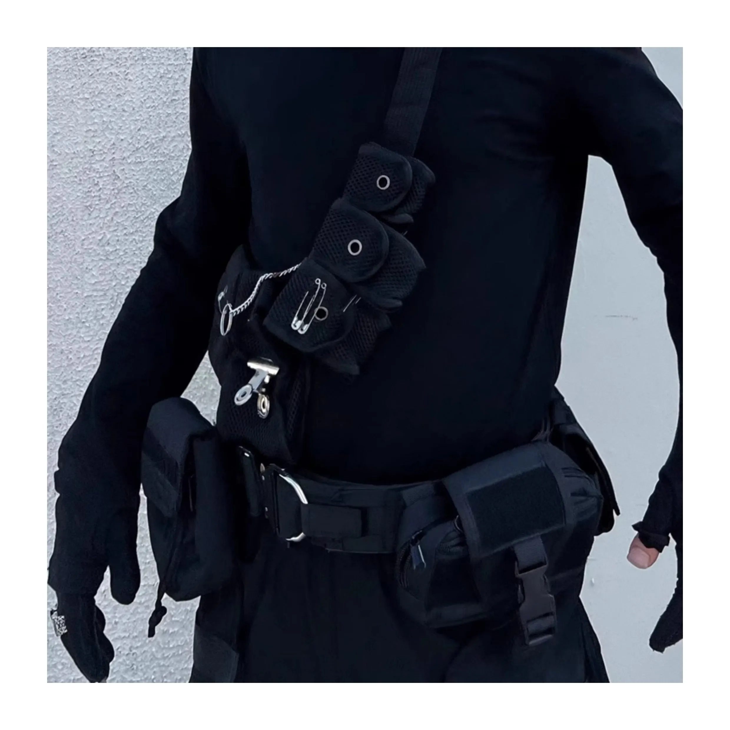 Black detachable multifunctional tactical belt with fabric and alloy buckle for men and women
