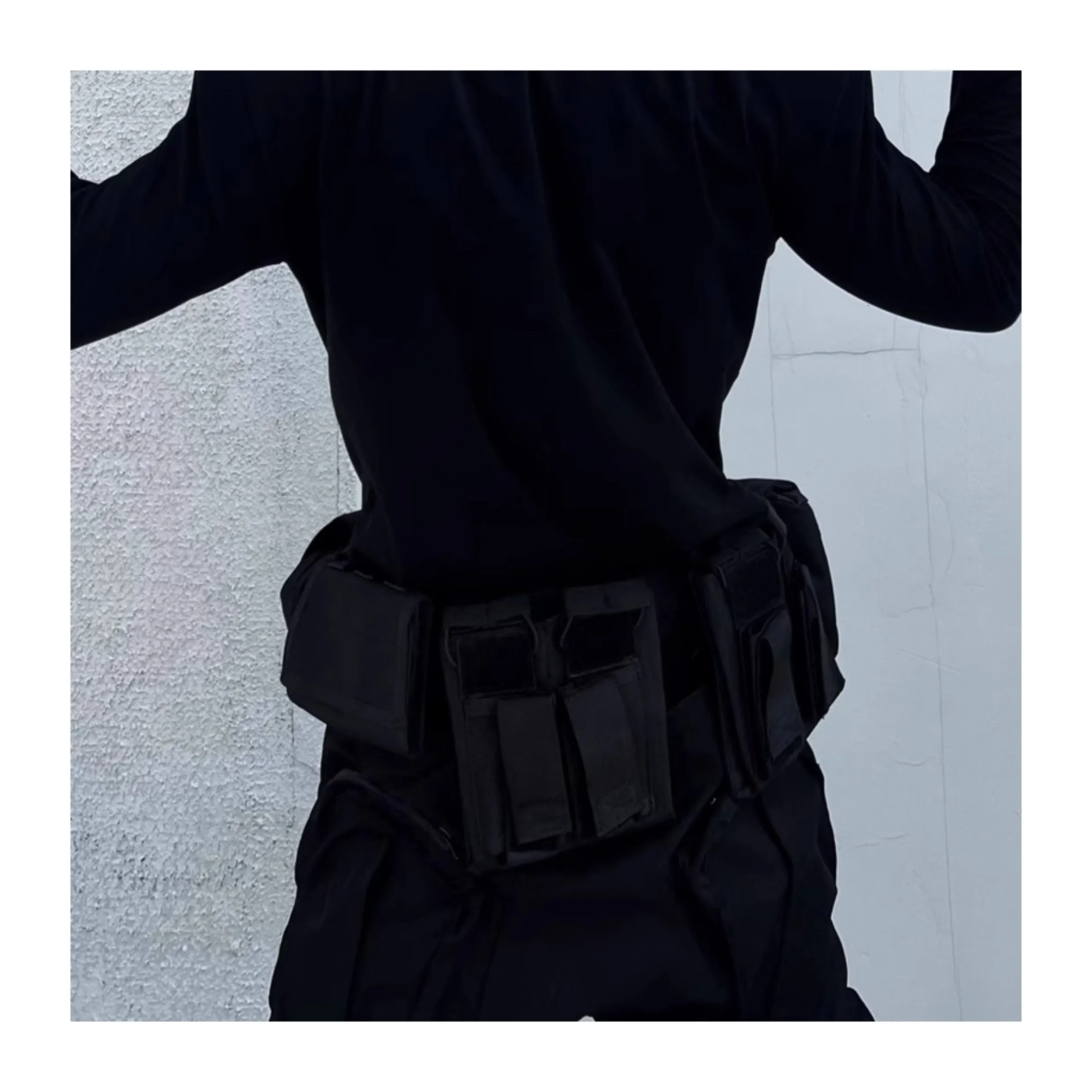Black detachable multifunctional tactical belt with fabric and alloy buckle for men and women
