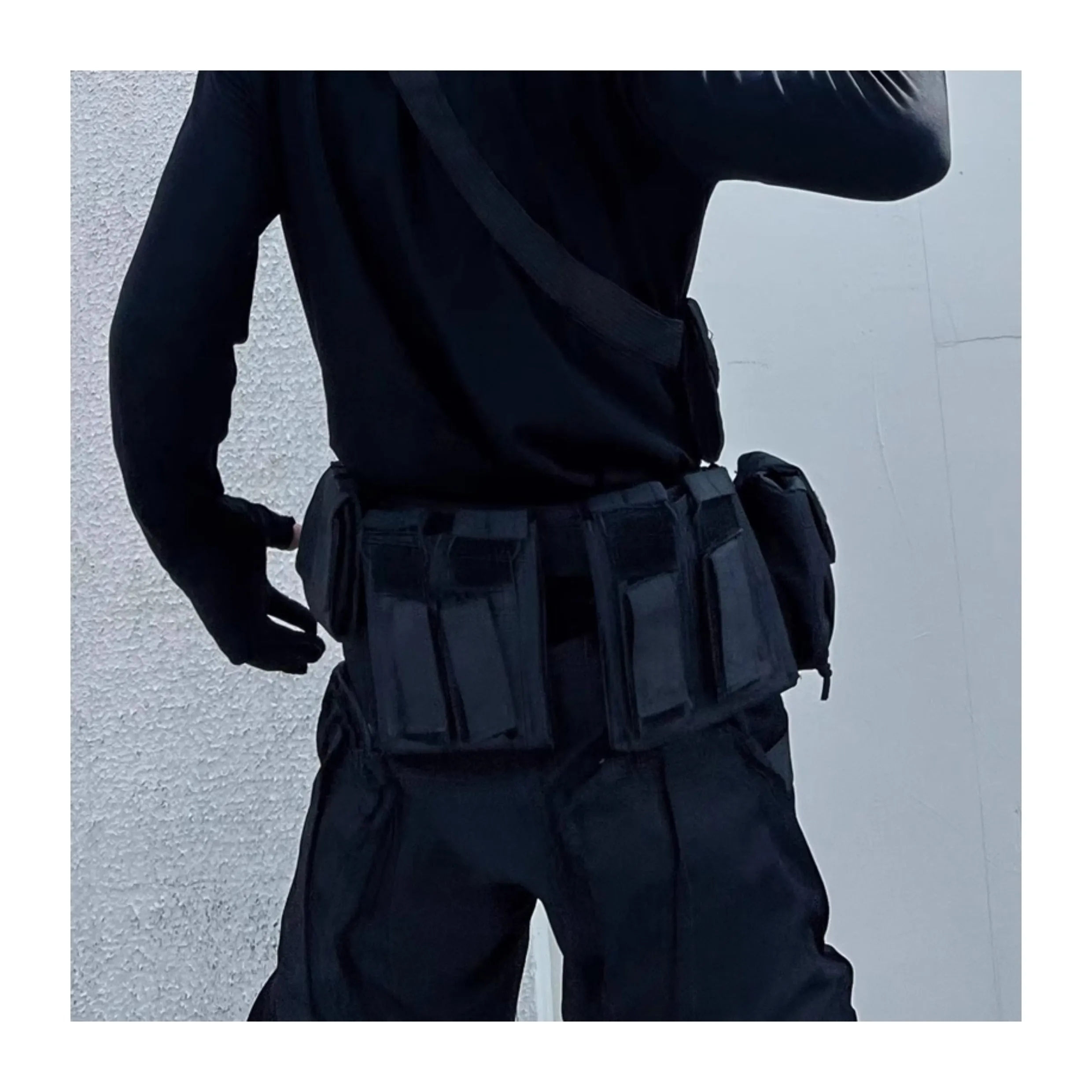 Black detachable multifunctional tactical belt with fabric and alloy buckle for men and women