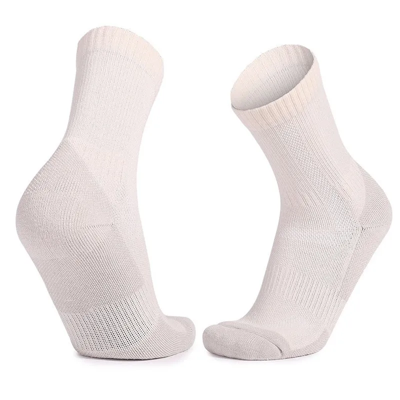 Men's and women's wool knee-high sports socks for skiing in black colour, anti-slip design