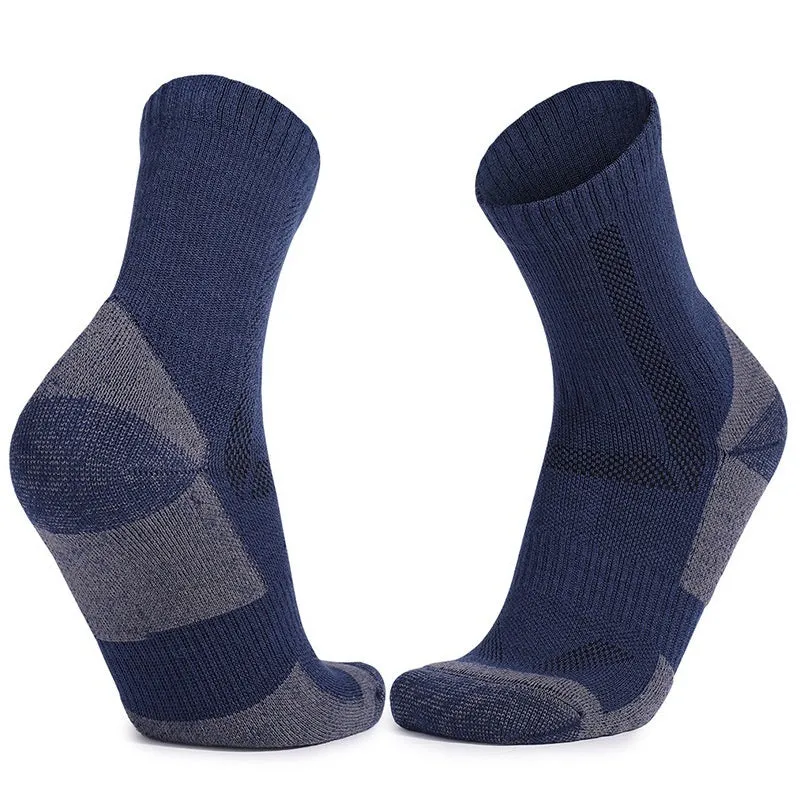 Men's and women's wool knee-high sports socks for skiing in black colour, anti-slip design