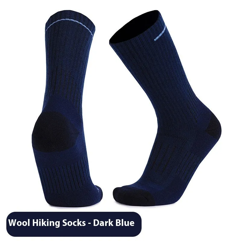Men's and women's wool knee-high sports socks for skiing in black colour, anti-slip design