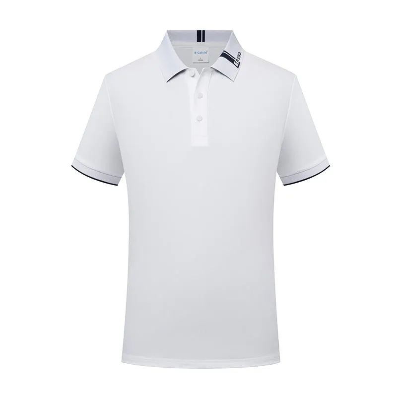 Women's cotton blend letter print lapel polo shirt in light blue, loose fit short sleeves