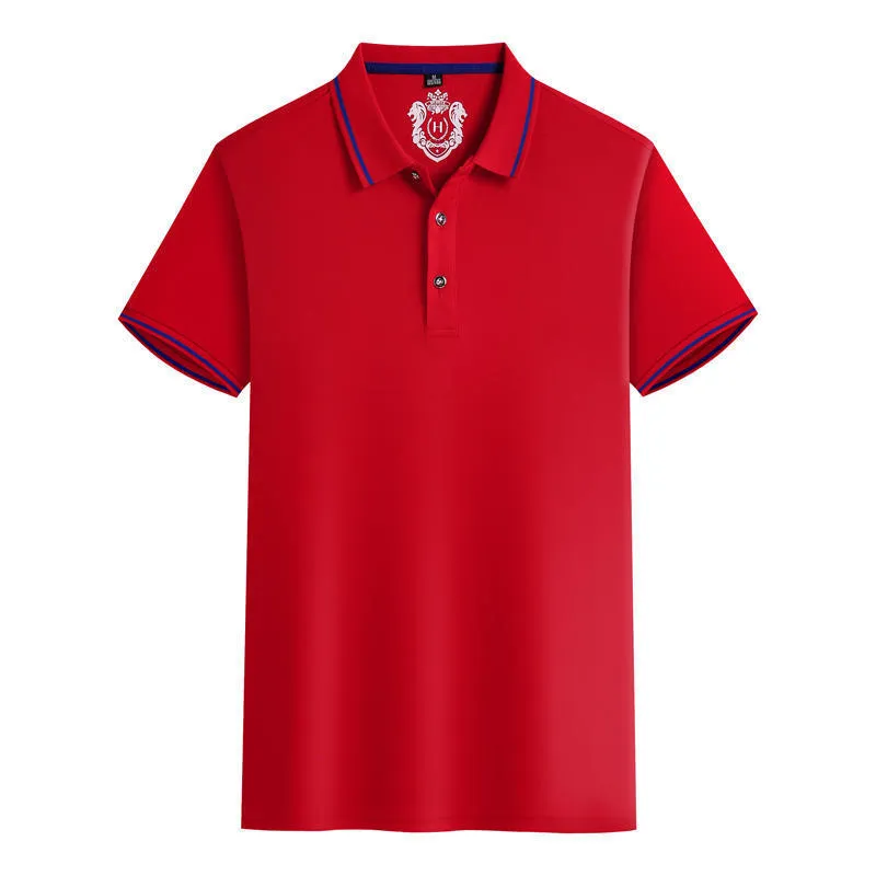 Summer work lapel polo shirt in eight colours with short sleeves and straight fit