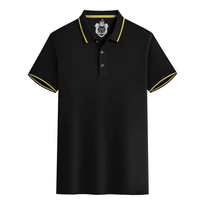 Summer work lapel polo shirt in eight colours with short sleeves and straight fit