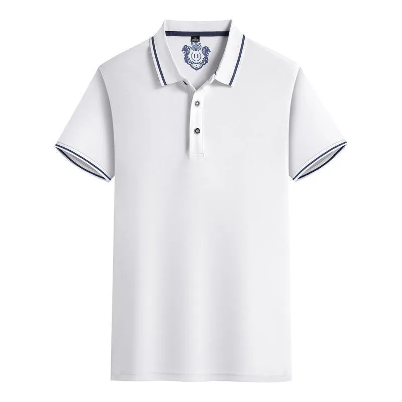 Summer work lapel polo shirt in eight colours with short sleeves and straight fit
