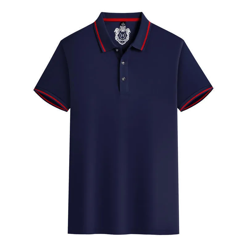 Summer work lapel polo shirt in eight colours with short sleeves and straight fit
