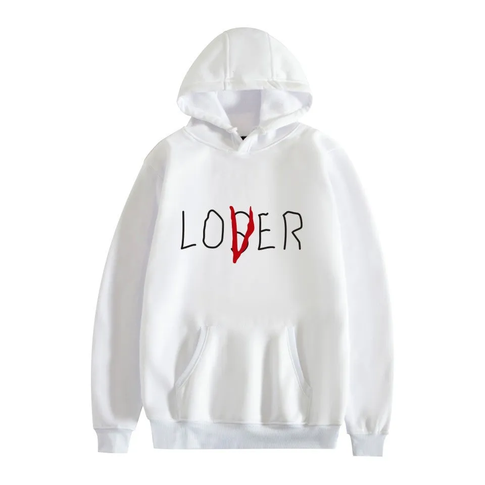 Cotton hooded sweater for men and women, long sleeve round neck loose fit, available in black grey navy blue pink red white, sizes XS to 4XL