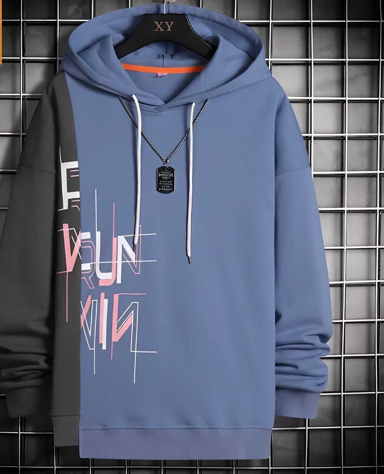 Hip hop alphabet Korean hoodie man long sleeve pullover in polyester fibre