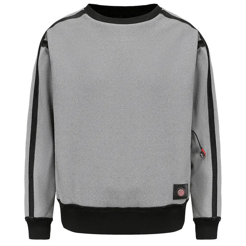 Unisex USB electric heated jacket in black with lumbar support, polyester fabric, for running sports