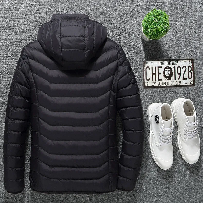 USB heated jacket in Black Zone 8 with hood and zipper, sizes S to 6XL