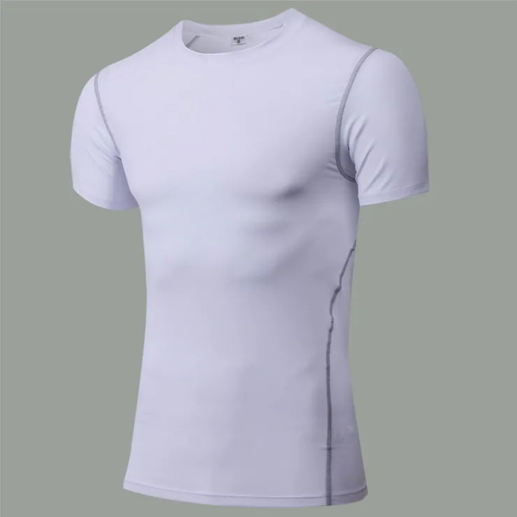 Men's cotton quick-dry sport shirt with four-needle six-wire stitching in black, close-fit design for workouts
