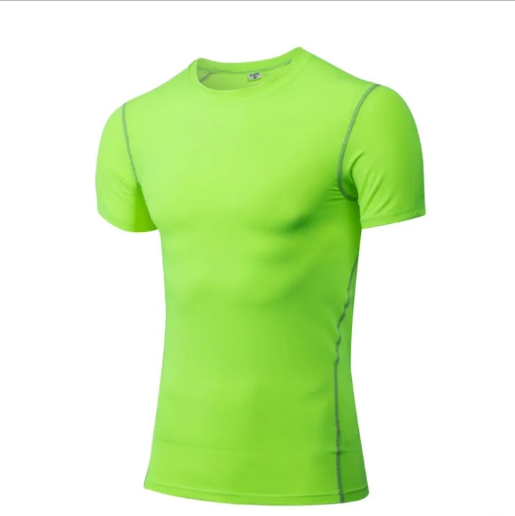 Men's cotton quick-dry sport shirt with four-needle six-wire stitching in black, close-fit design for workouts