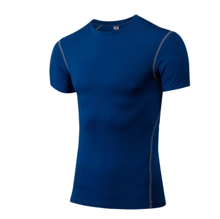 Men's cotton quick-dry sport shirt with four-needle six-wire stitching in black, close-fit design for workouts