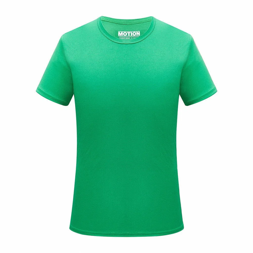 Men quick dry slim fit T-shirt short sleeve round neck solid colour running top