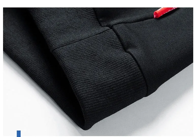 Men's Cotton Pullover Hoodie with Standing Collar Long Sleeves Athletic Style Loose Fit for Spring Autumn Leisure Daily Wear Black
