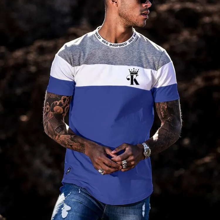 Casual round neck short sleeve digital printing top in apricot, slim fit polyester fabric
