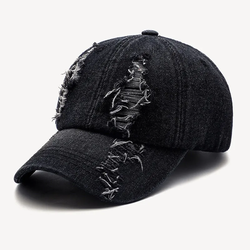 Men's washed cotton cowboy baseball cap in black blue and light blue size M 56-58cm