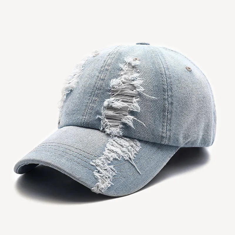 Men's washed cotton cowboy baseball cap in black blue and light blue size M 56-58cm