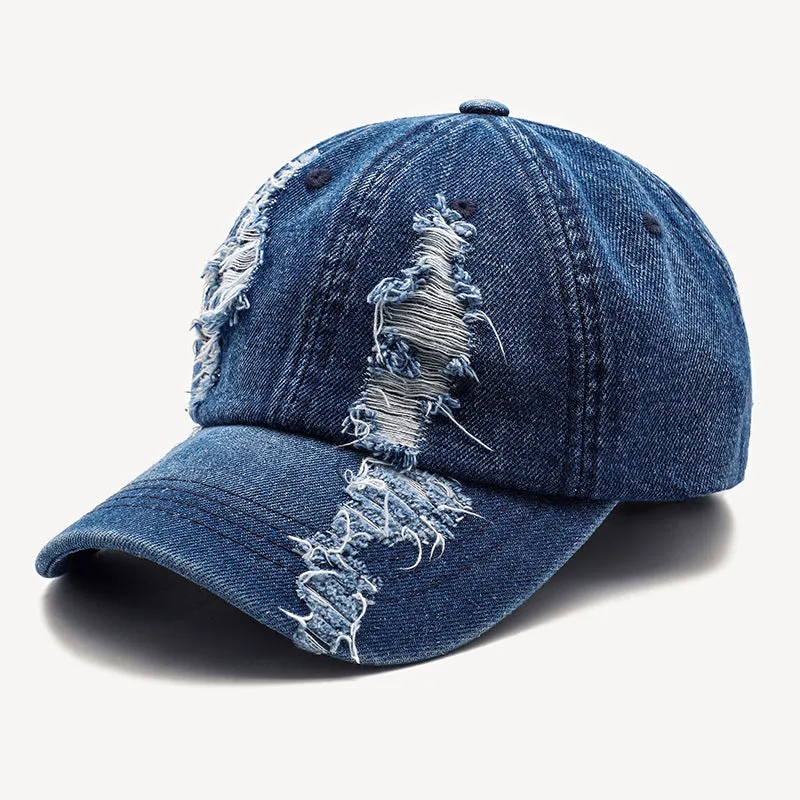 Men's washed cotton cowboy baseball cap in black blue and light blue size M 56-58cm