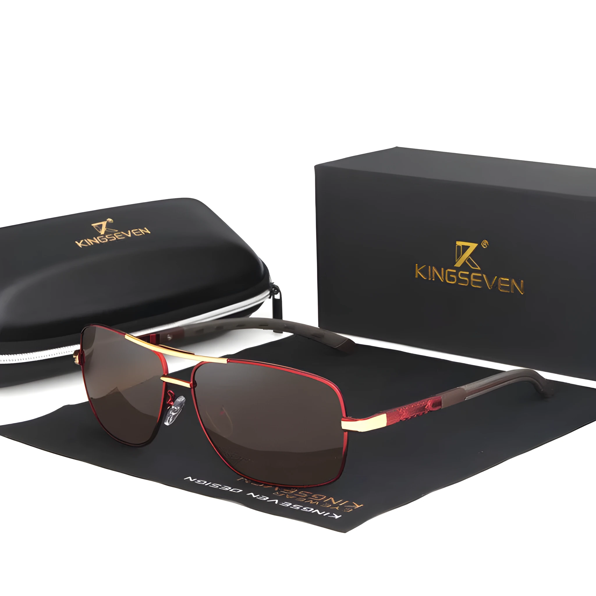 Men's round aluminium frame polarised UV400 sunglasses in gold brown