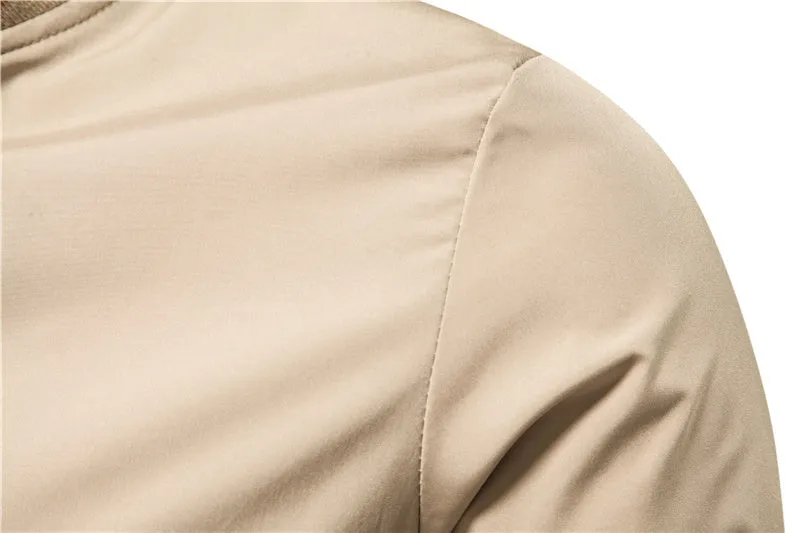 Men's striped zip-up jacket with pockets, badge detail, in Army Green colour