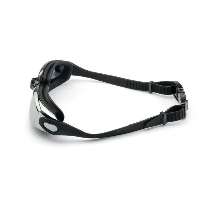 Swimming goggles with polycarbonate PC anti-fog lens and silicone strap in blue