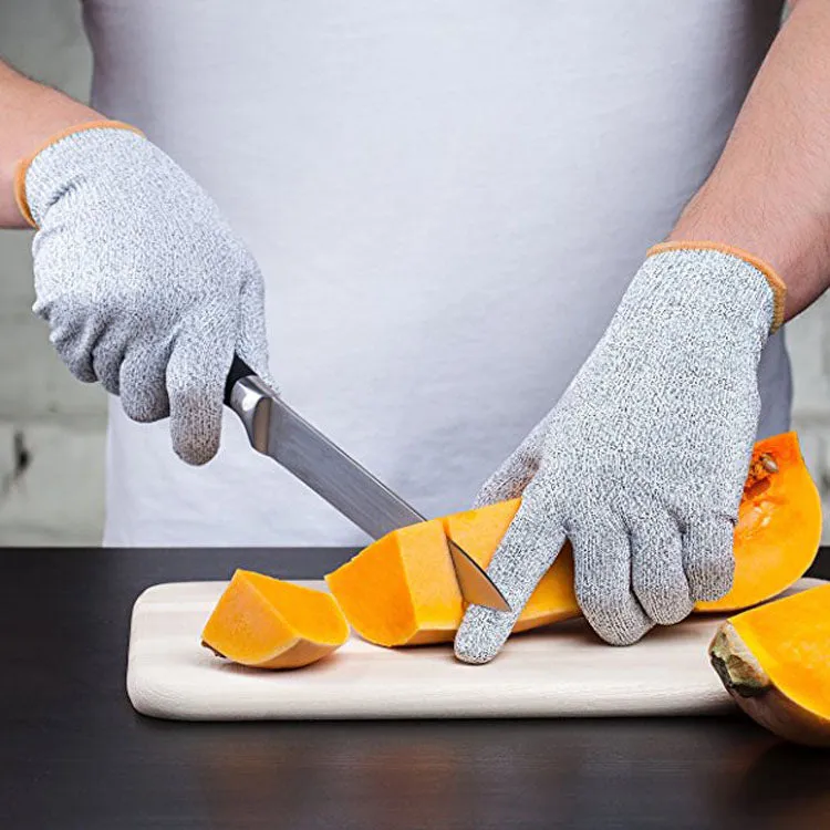 HPPE rubber-dipped cut and stab resistant work gloves in black edge colour