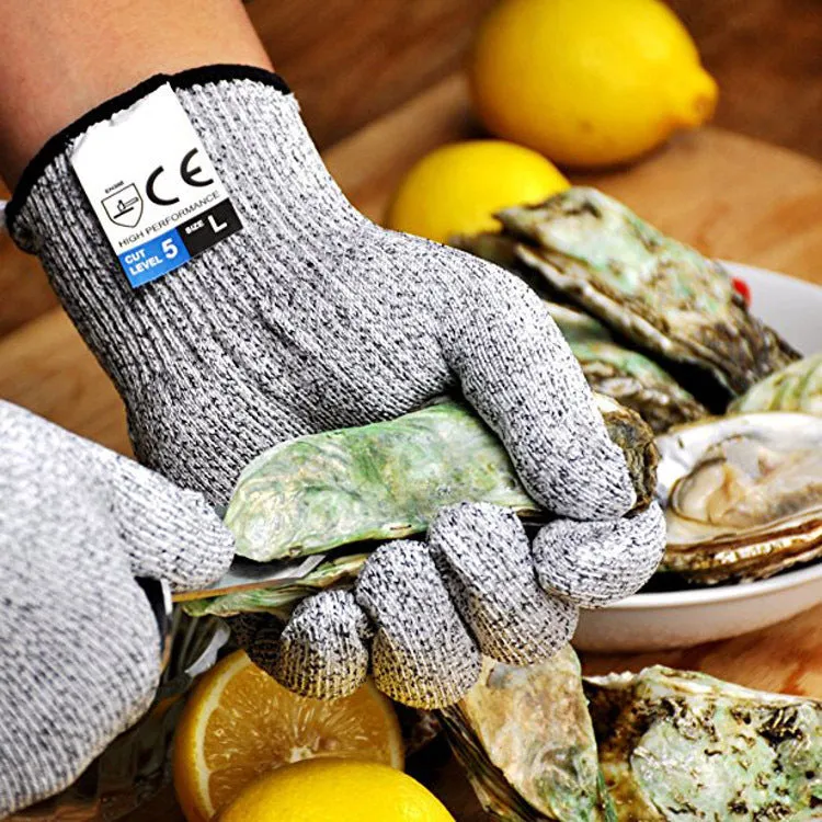 HPPE rubber-dipped cut and stab resistant work gloves in black edge colour