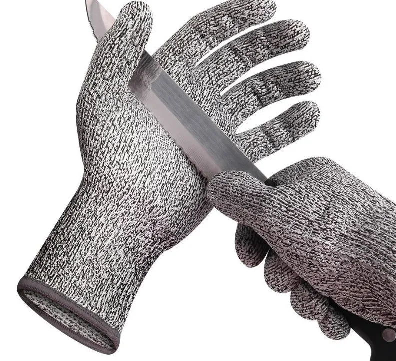 HPPE rubber-dipped cut and stab resistant work gloves in black edge colour
