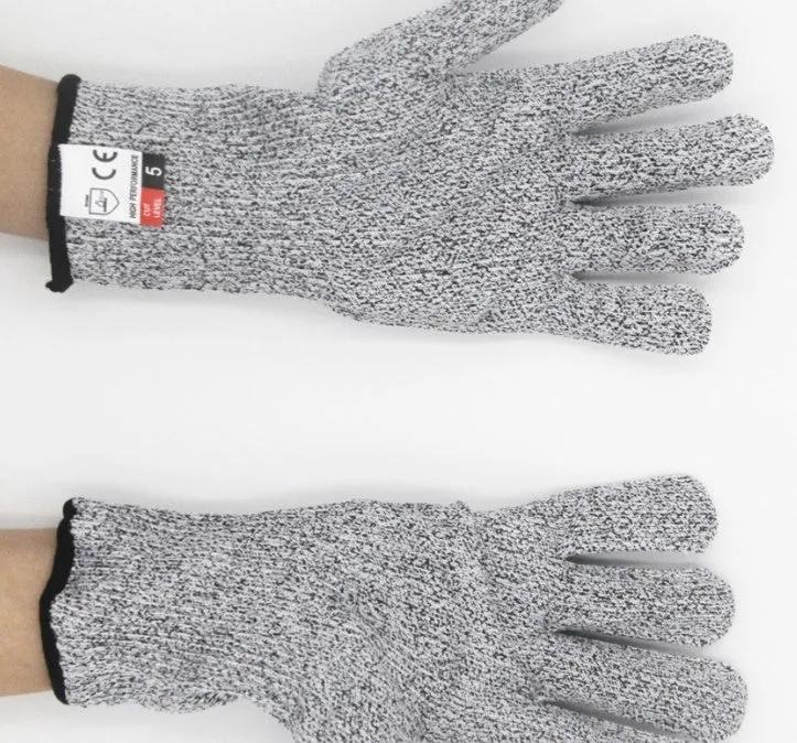 HPPE rubber-dipped cut and stab resistant work gloves in black edge colour