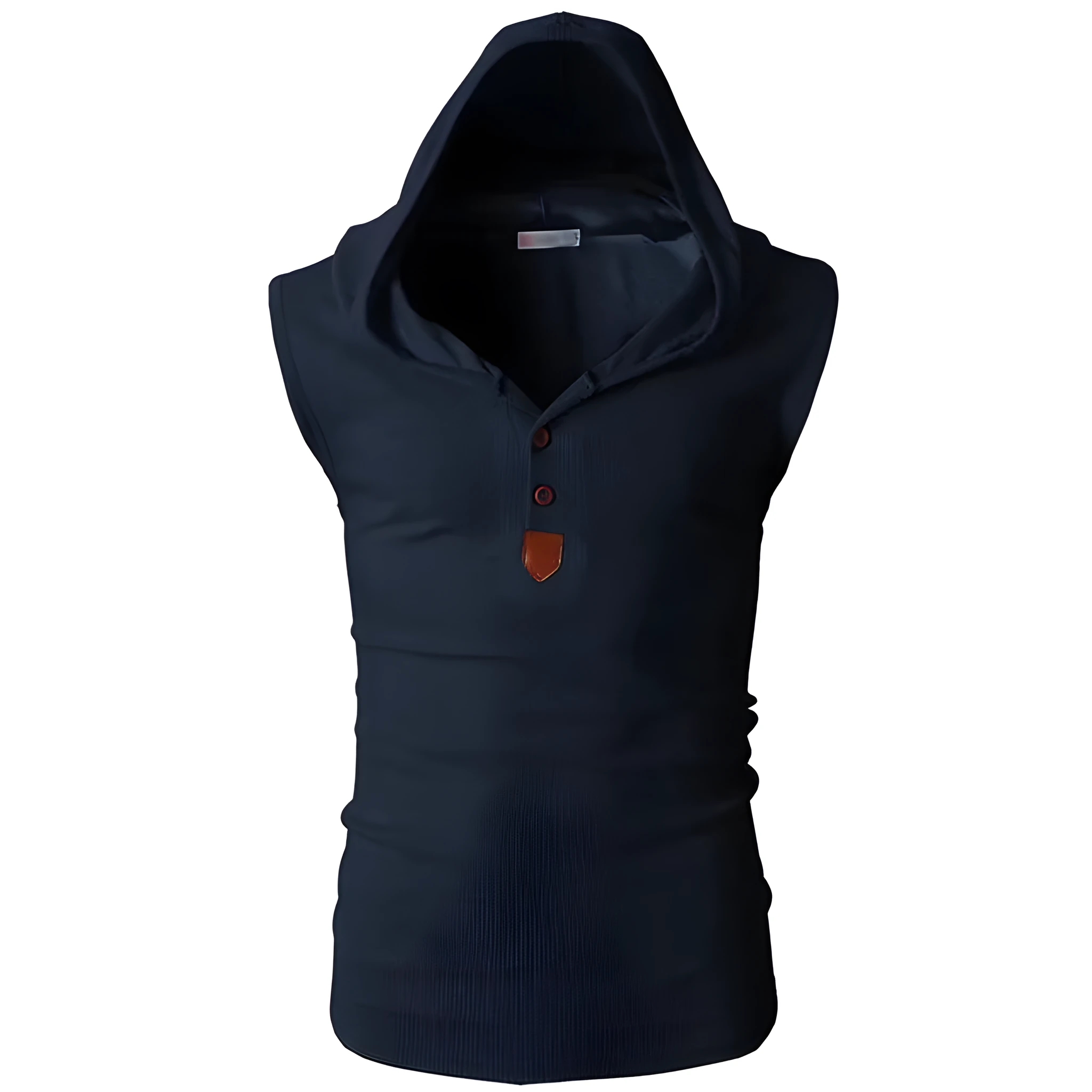 Eminem sleeveless hoodie for men in solid colour, slim fit pullover with hood, cotton blend summer top