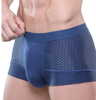 Men's U convex boxer briefs in ice silk fabric available in multiple colours