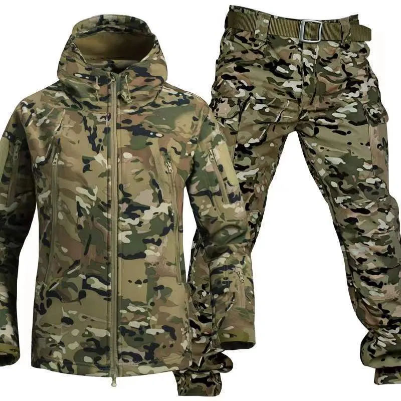 Same Outdoor camouflage training set winter hooded one-piece in eight colour options sizes S-4XL