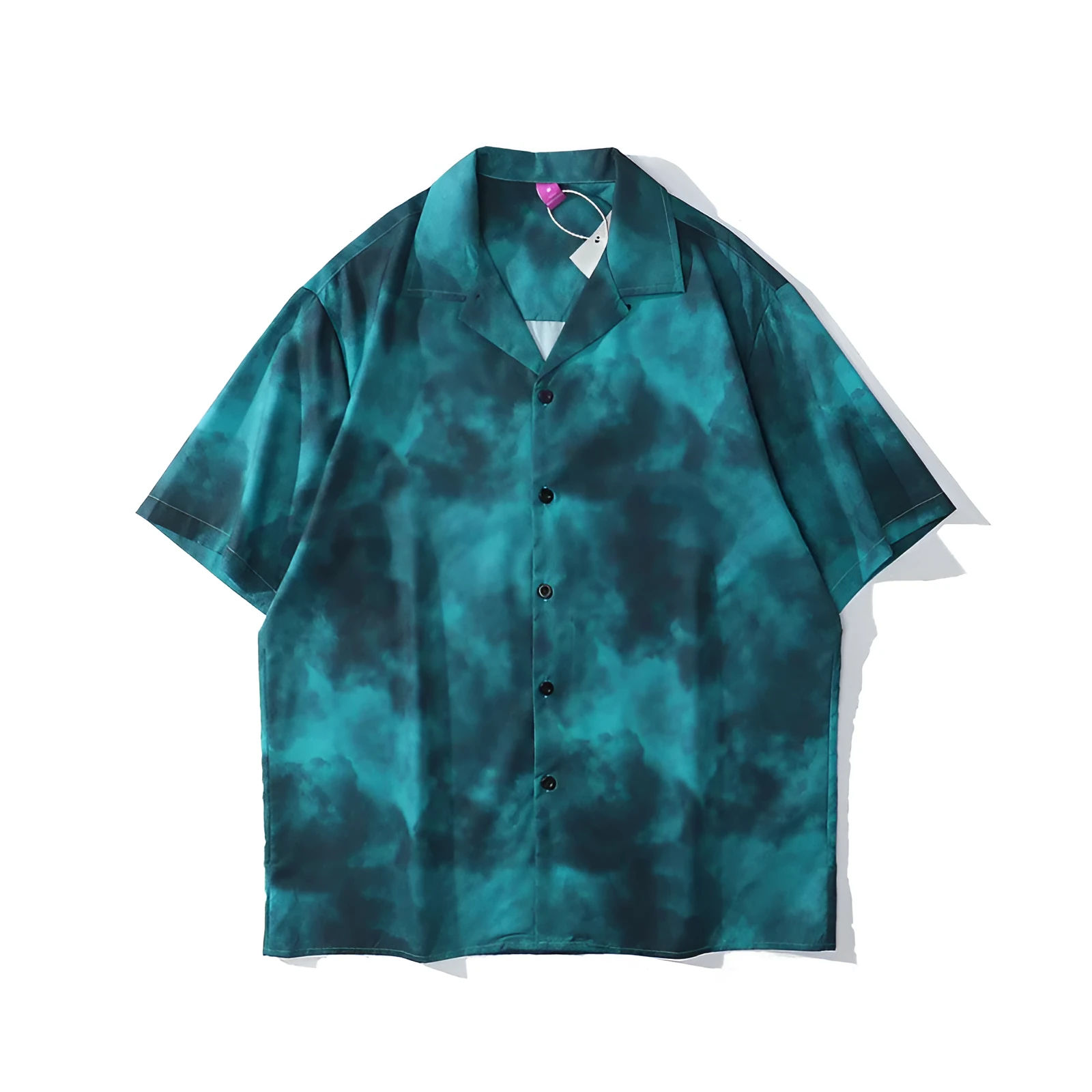 Retro Hawaiian shirt with cashew flower pattern, loose fit, short sleeves, lapel collar, for men and women