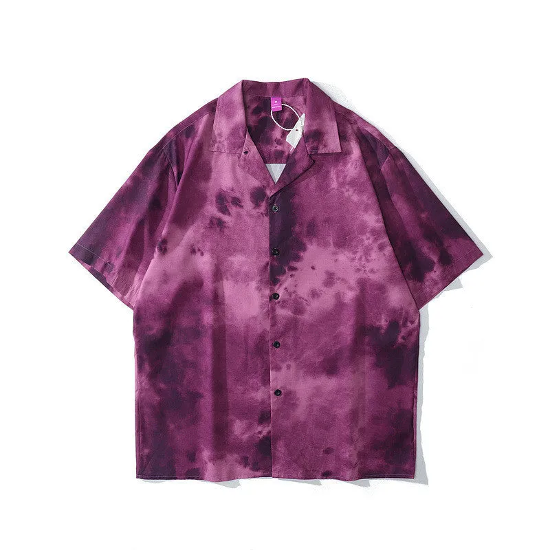 Retro Hawaiian shirt with cashew flower pattern, loose fit, short sleeves, lapel collar, for men and women