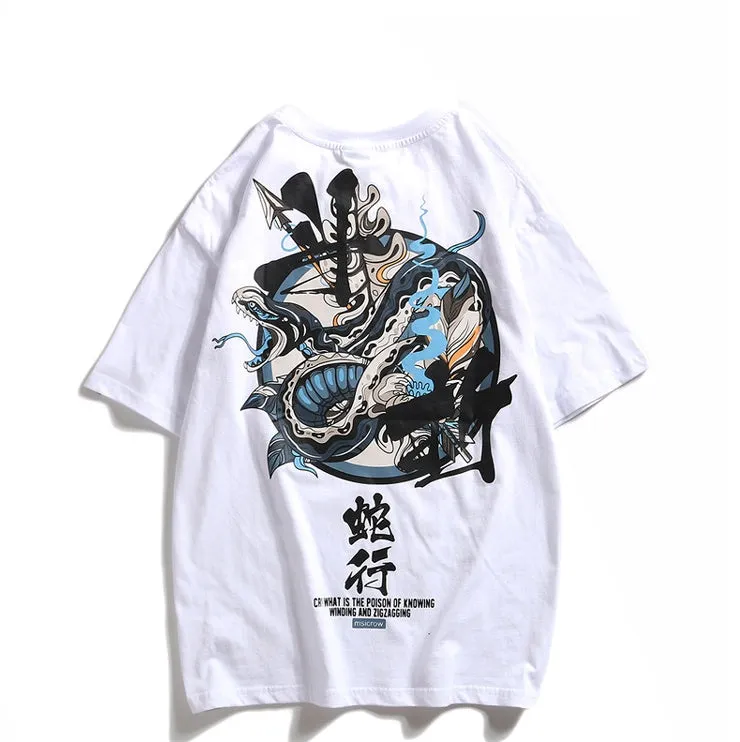 Men Chinese letter hooded cotton pullover sweatshirt in black and white options