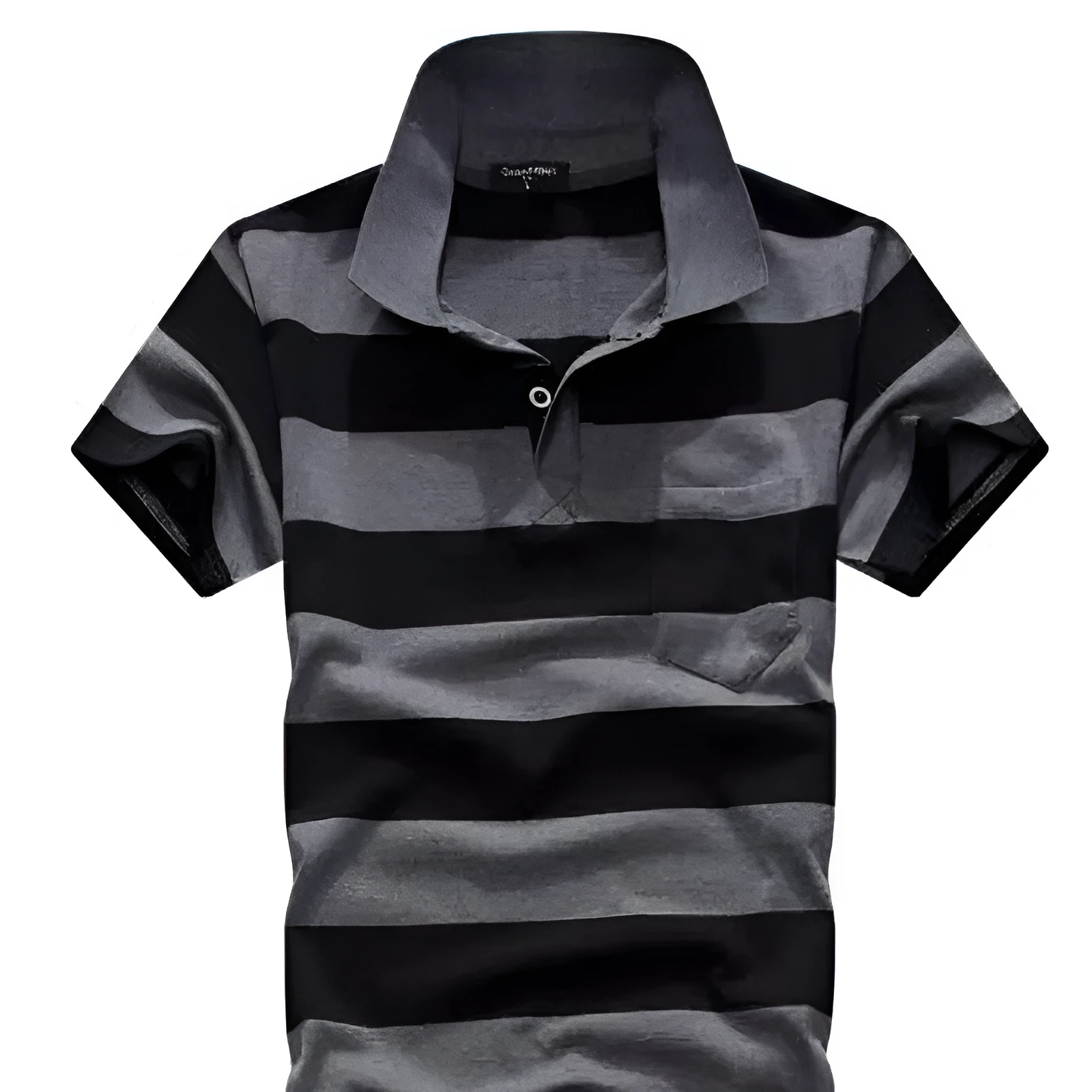 Men's striped short sleeve T-shirt with real pocket, loose fit, available in multiple sizes and style options