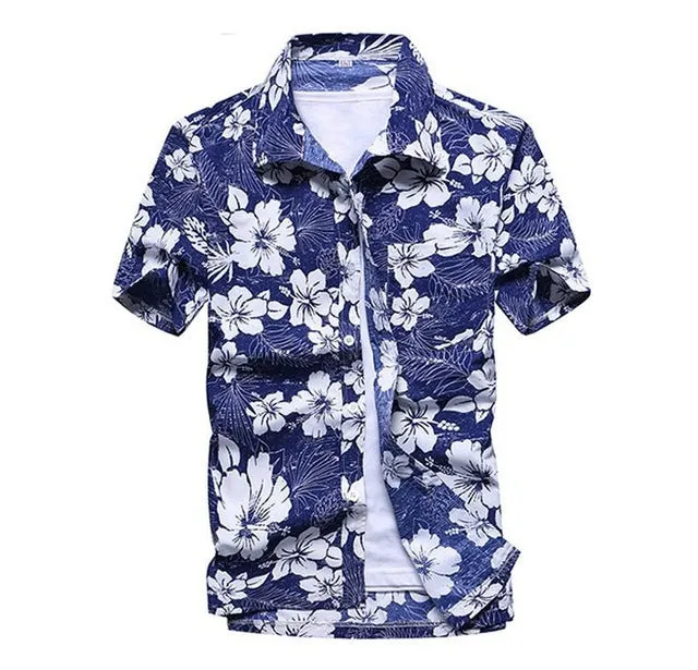 Linen aloha shirt for men short sleeves stand-up collar casual style multiple colours available