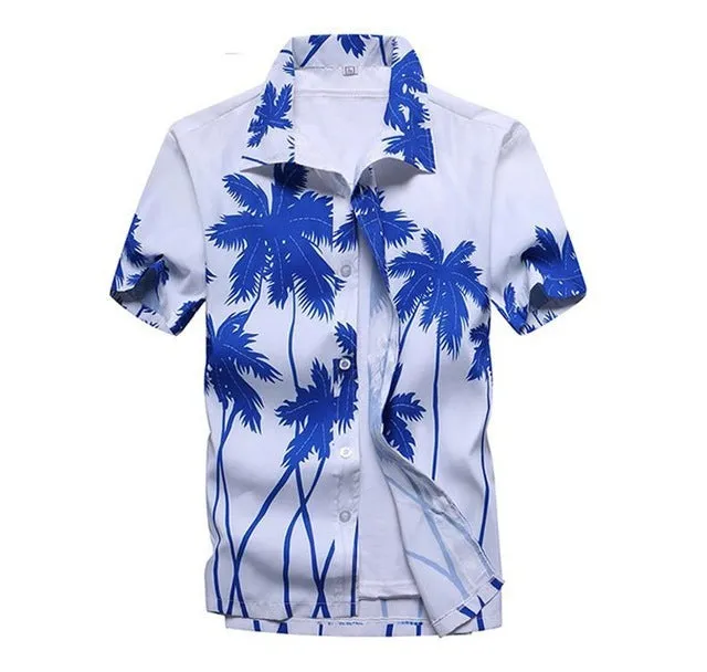Linen aloha shirt for men short sleeves stand-up collar casual style multiple colours available